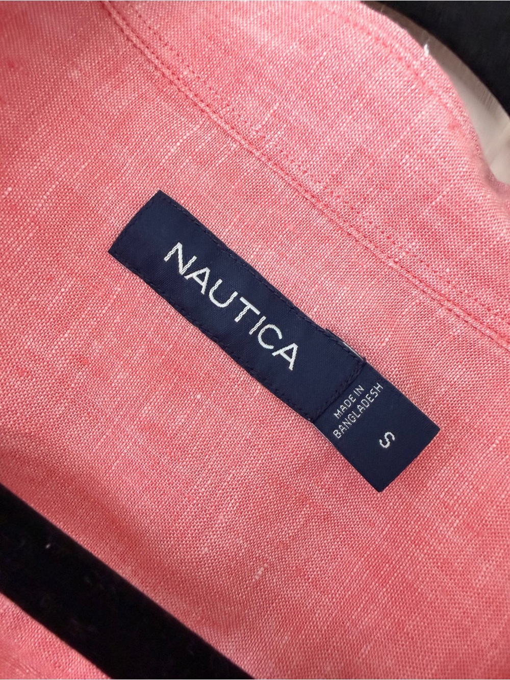 Nautica Men's Coral Pink Linen Button-Down Shirt szSmall - Picture 2 of 6